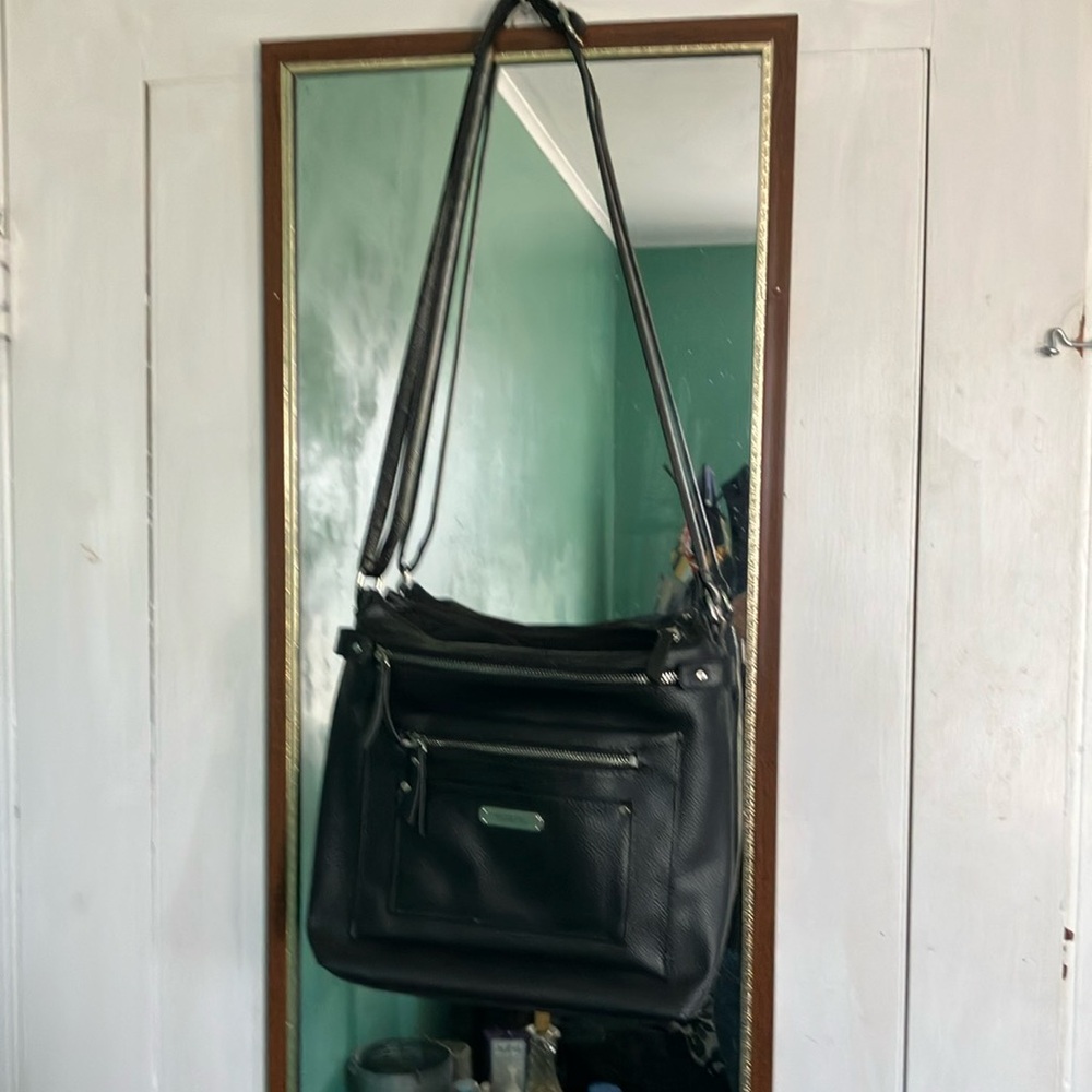 Rosetti Black Leather Crossbody Bag